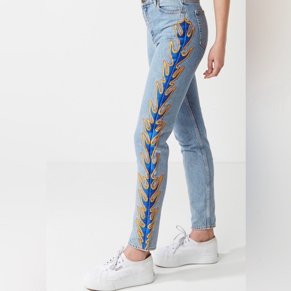 SANDRO PARIS flame jeans high rise straight leg light blue denim size 6 … - Picture 4 of 13